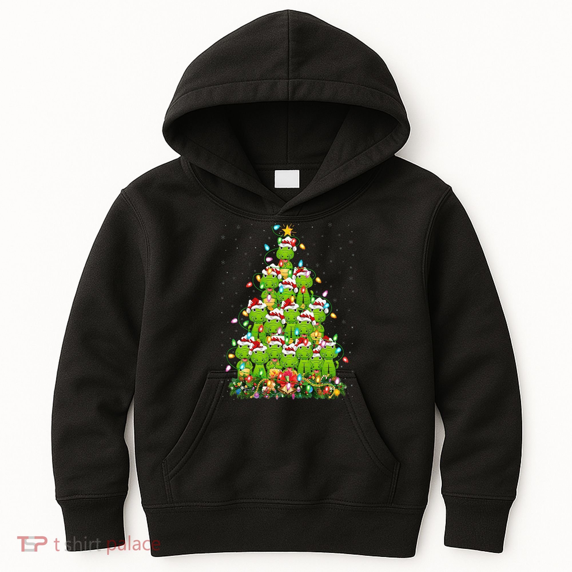 Alligator Xmas Tree Lighting Santa Alligator Christmas Kids Hoodie
