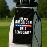 Are You American Or Democrat? Golf Towel thumb 2