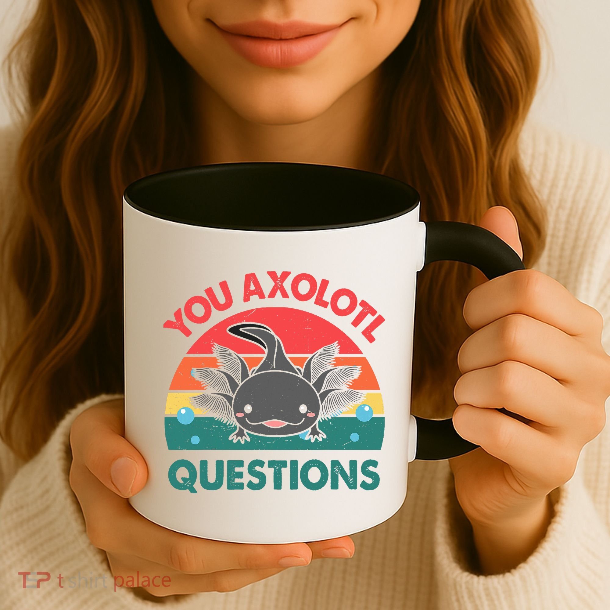 Axolotl- You Axolotl Questions Cute Axolotl Retro Coffee Mug
