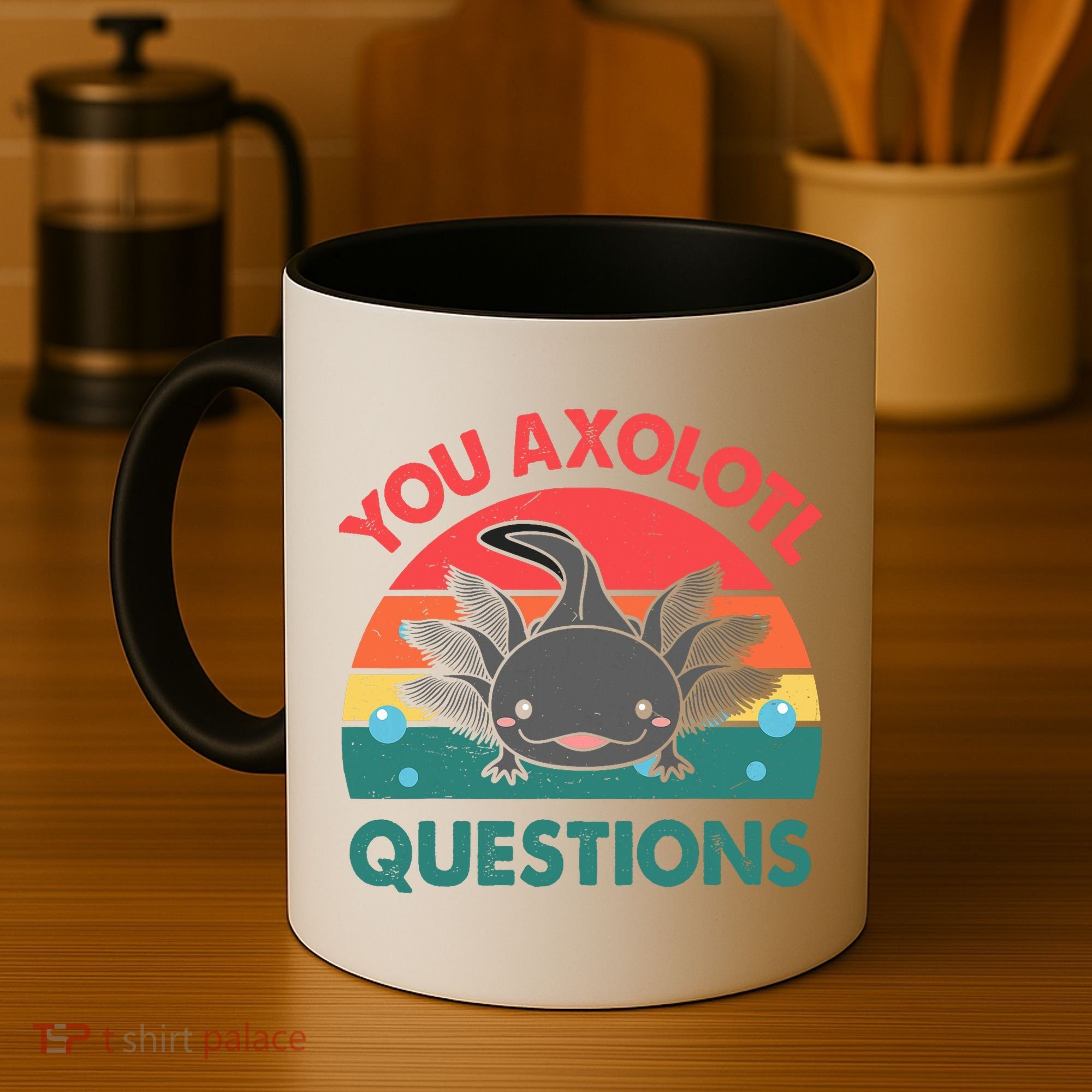 Axolotl- You Axolotl Questions Cute Axolotl Retro Coffee Mug