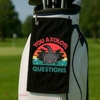 Axolotl- You Axolotl Questions Cute Axolotl Retro Golf Towel thumb 2