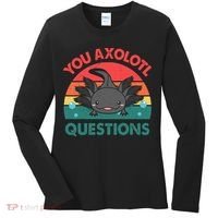 Axolotl- You Axolotl Questions Cute Axolotl Retro Women's Long Sleeve Shirt thumb 0