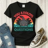 Axolotl- You Axolotl Questions Cute Axolotl Retro Women's T-Shirt thumb 3