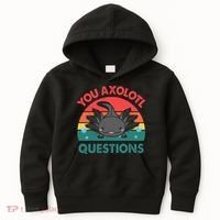 Axolotl- You Axolotl Questions Cute Axolotl Retro Kids Hoodie thumb 0