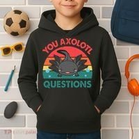 Axolotl- You Axolotl Questions Cute Axolotl Retro Kids Hoodie thumb 2