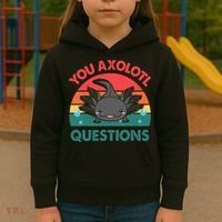Axolotl- You Axolotl Questions Cute Axolotl Retro Kids Hoodie thumb 3