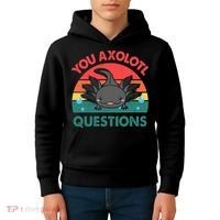 Axolotl- You Axolotl Questions Cute Axolotl Retro Kids Hoodie thumb 4