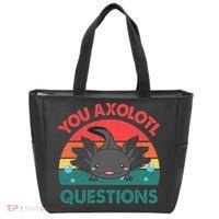 Axolotl- You Axolotl Questions Cute Axolotl Retro Tote Bag thumb 0