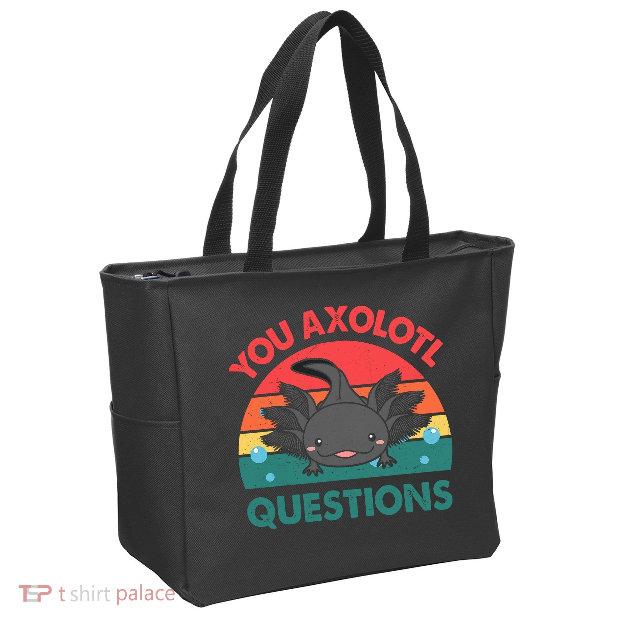 Axolotl- You Axolotl Questions Cute Axolotl Retro Tote Bag