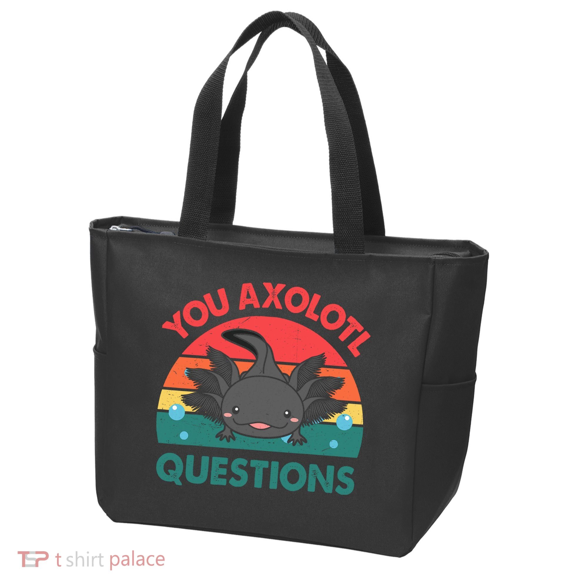 Axolotl- You Axolotl Questions Cute Axolotl Retro Tote Bag