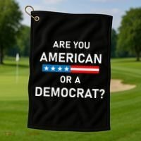 Are You American or Democrat Golf Towel thumb 1