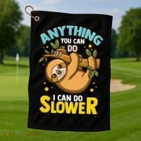 Anything You Can Do I Can Do Slower Lazy Sloth Golf Towel thumb 1