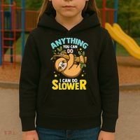 Anything You Can Do I Can Do Slower Lazy Sloth Kids Hoodie thumb 3