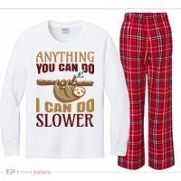 Anything You Can Do I Can Do Slower Kids Long Sleeve Plaid Pajama Set thumb 0