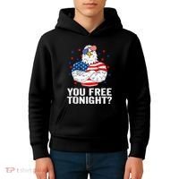 Are You Free Tonight 4th Of July Independence Day Bald Eagle Kids Hoodie thumb 4