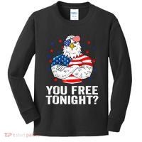 Are You Free Tonight 4th Of July Independence Day Bald Eagle Kids Long Sleeve Shirt thumb 0
