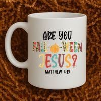 Are You Fall O Ween Jesus Funny Pumpkin Christian Halloween Coffee Mug thumb 2