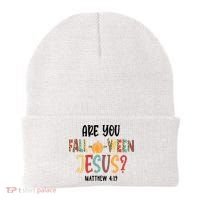 Are You Fall O Ween Jesus Funny Pumpkin Christian Halloween Beanie thumb 0