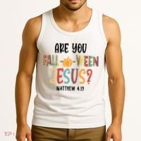 Are You Fall O Ween Jesus Funny Pumpkin Christian Halloween Tank Top thumb 3