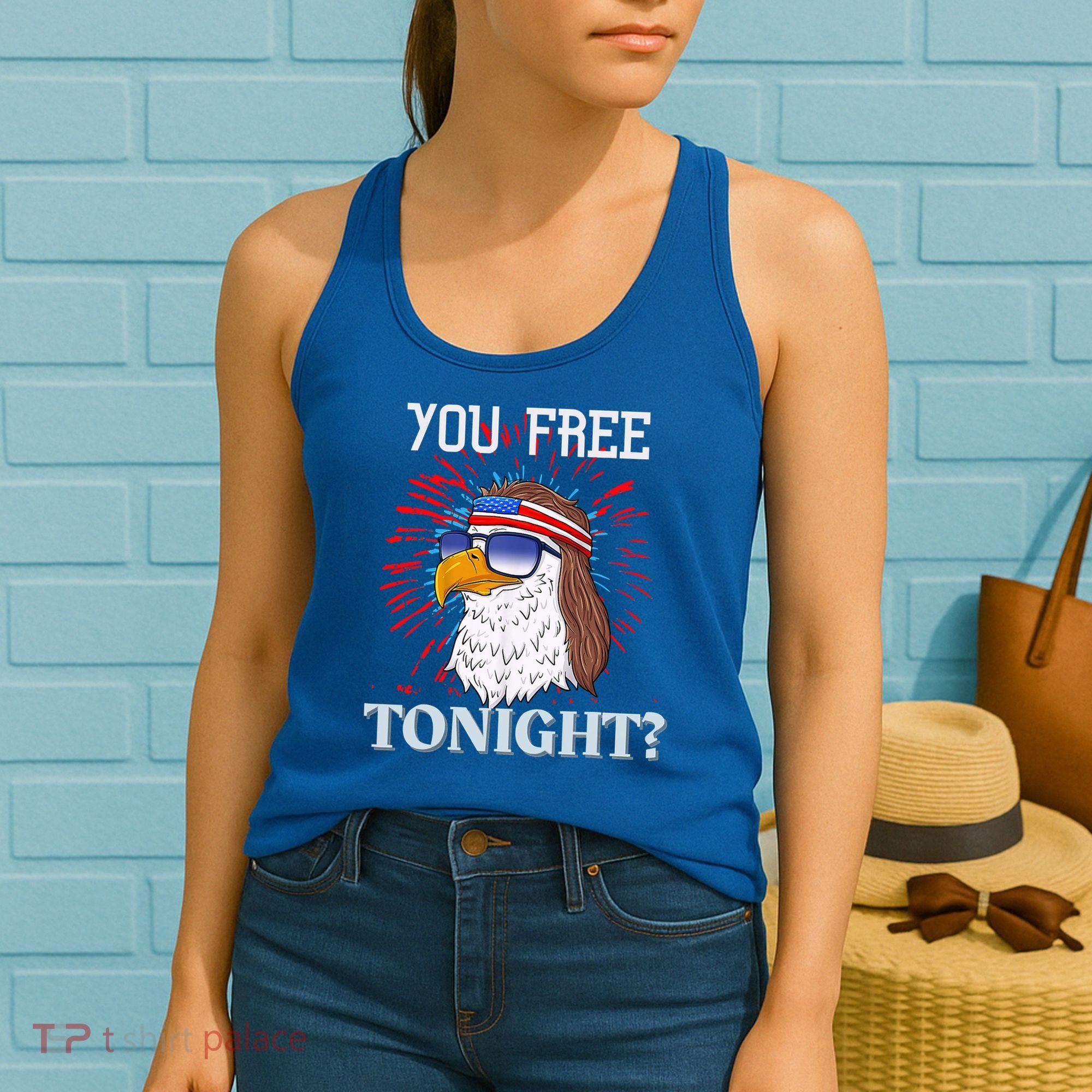 Are You Free Tonight 4th Of July Retro American Bald Eagle Gift Women's Tank Top