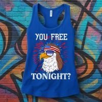 Are You Free Tonight 4th Of July Retro American Bald Eagle Gift Women's Tank Top thumb 3