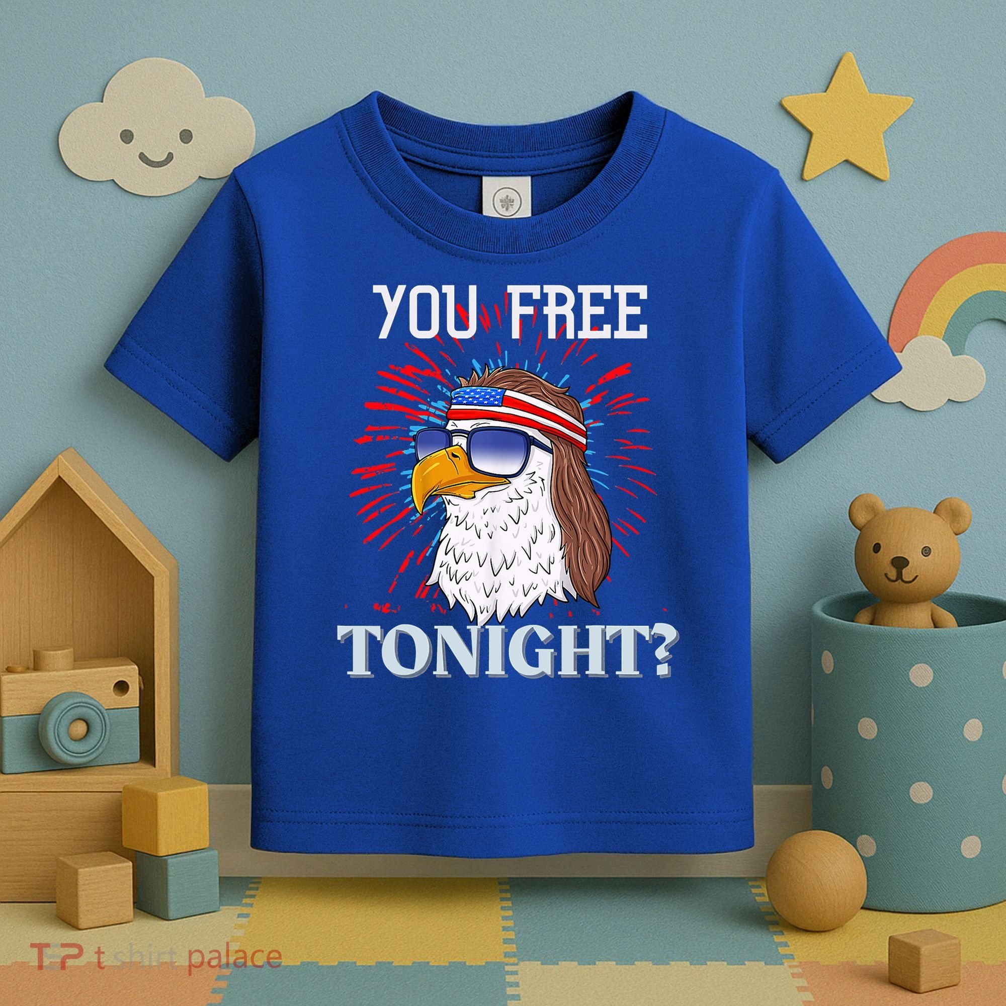Are You Free Tonight 4th Of July Retro American Bald Eagle Gift Toddler T-Shirt