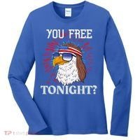 Are You Free Tonight 4th Of July Retro American Bald Eagle Gift Women's Long Sleeve Shirt thumb 0