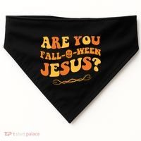 Are You Falloween Jesus? Cute Funny Halloween Fall USA-Made Doggie Bandana thumb 0