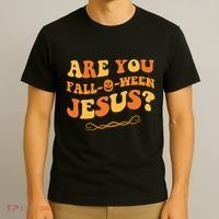 Are You Falloween Jesus? Cute Funny Halloween Fall T-Shirt thumb 3