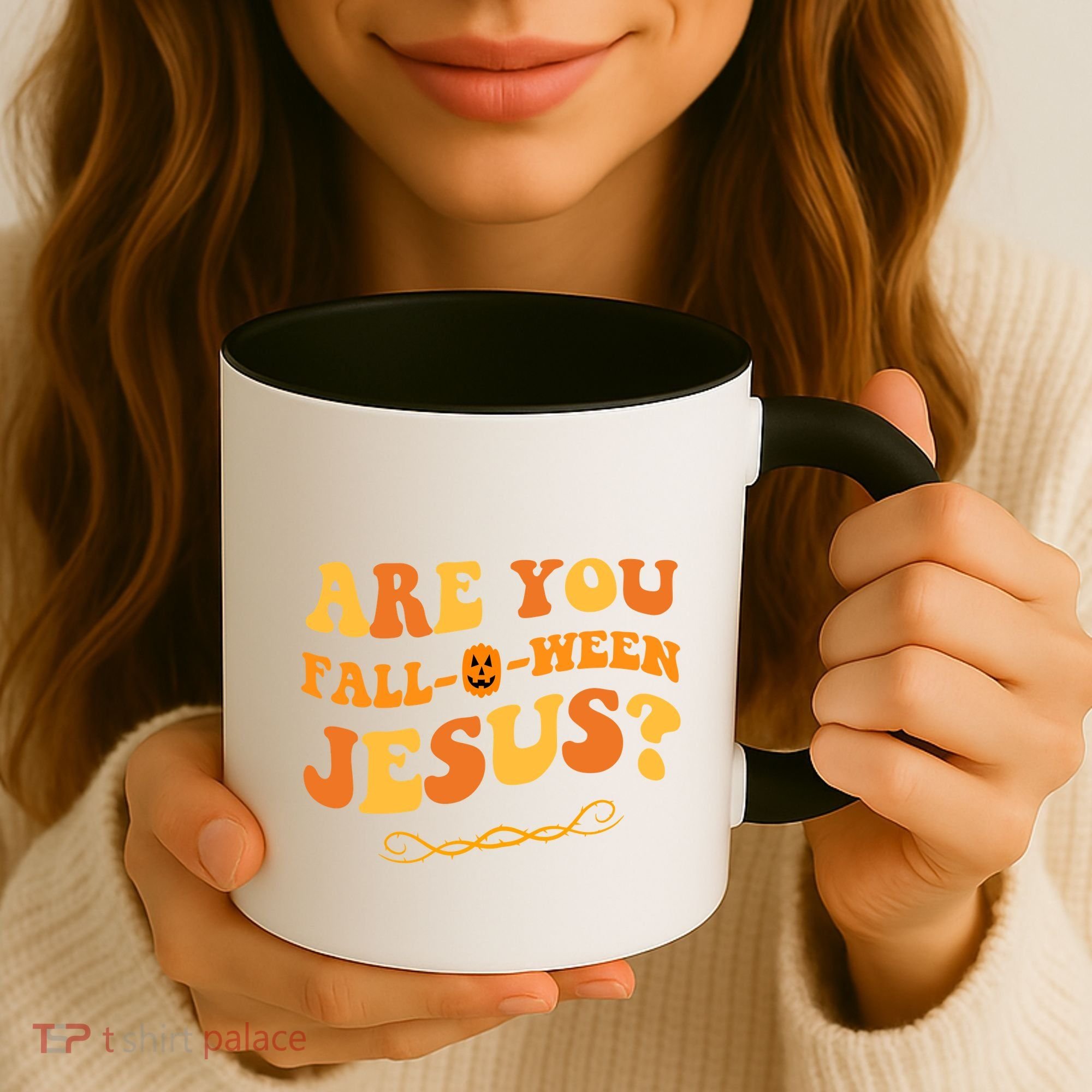 Are You Falloween Jesus? Cute Funny Halloween Fall Coffee Mug