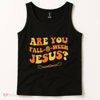Are You Falloween Jesus? Cute Funny Halloween Fall Tank Top thumb 2
