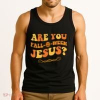 Are You Falloween Jesus? Cute Funny Halloween Fall Tank Top thumb 3
