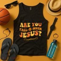 Are You Falloween Jesus? Cute Funny Halloween Fall Tank Top thumb 4