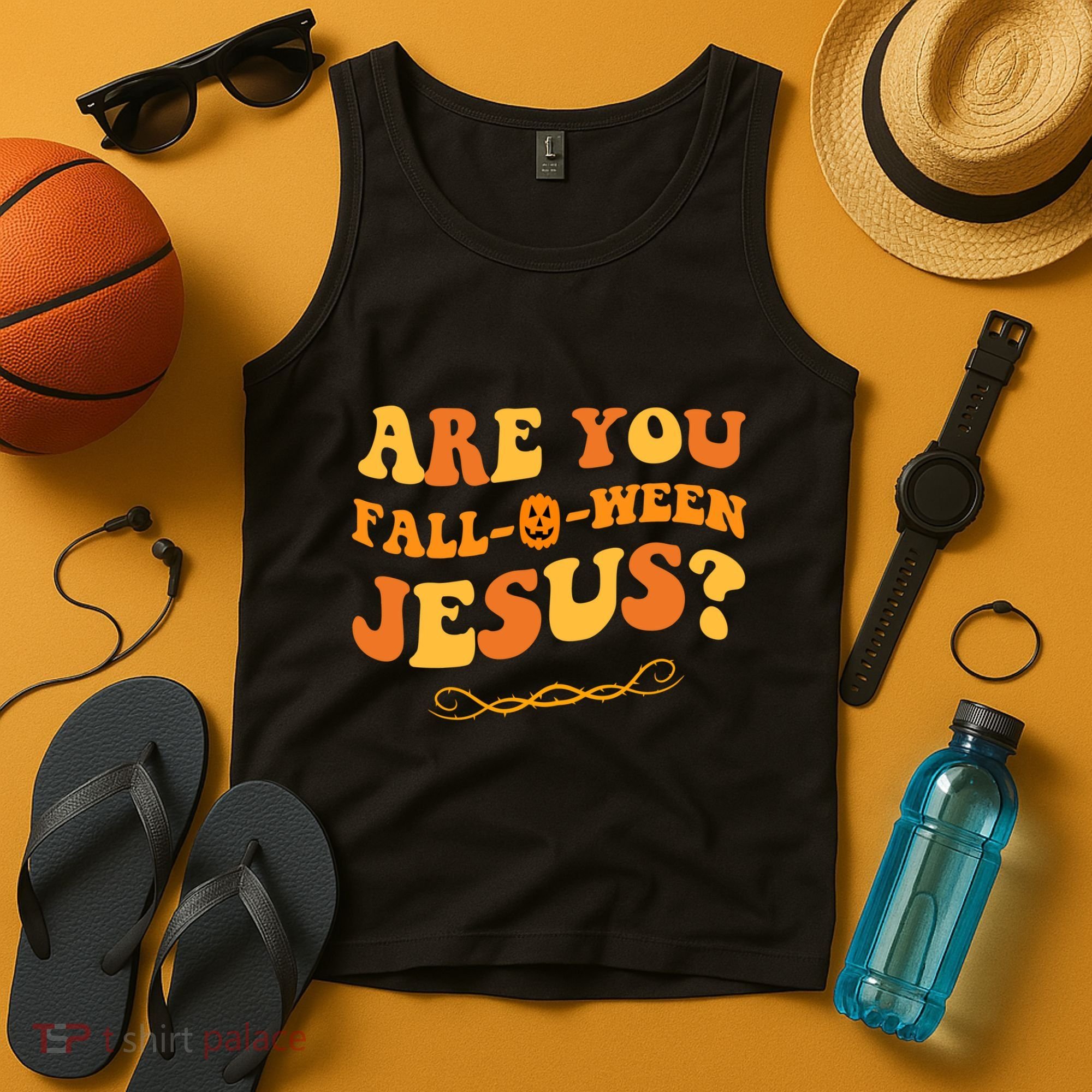 Are You Falloween Jesus? Cute Funny Halloween Fall Tank Top