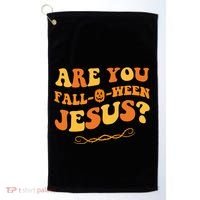 Are You Falloween Jesus? Cute Funny Halloween Fall Golf Towel thumb 0