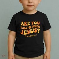 Are You Falloween Jesus? Cute Funny Halloween Fall Toddler T-Shirt thumb 2