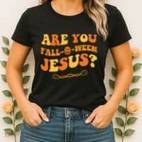 Are You Falloween Jesus? Cute Funny Halloween Fall Women's T-Shirt thumb 2