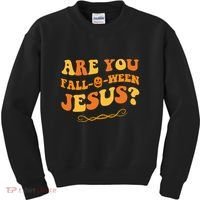 Are You Falloween Jesus? Cute Funny Halloween Fall Kids Sweatshirt thumb 0