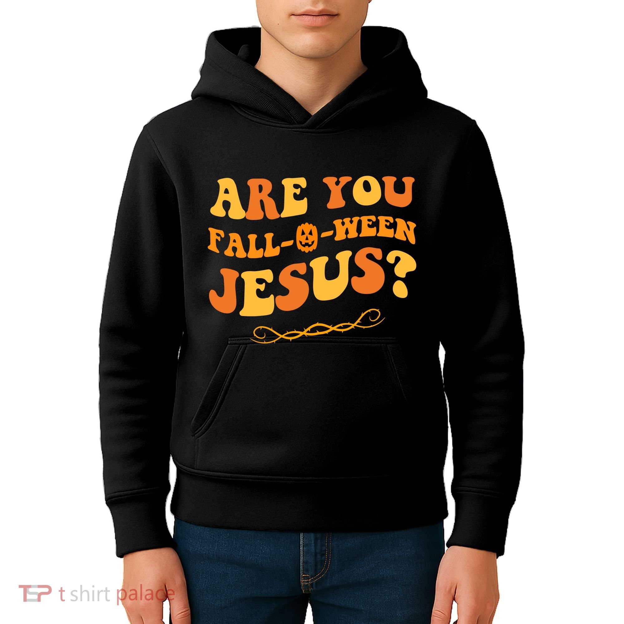 Are You Falloween Jesus? Cute Funny Halloween Fall Kids Hoodie