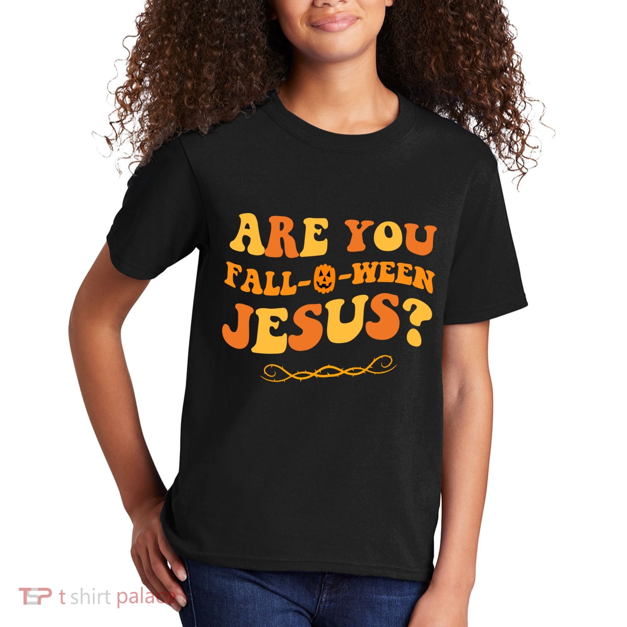 Are You Falloween Jesus? Cute Funny Halloween Fall Kids T-Shirt