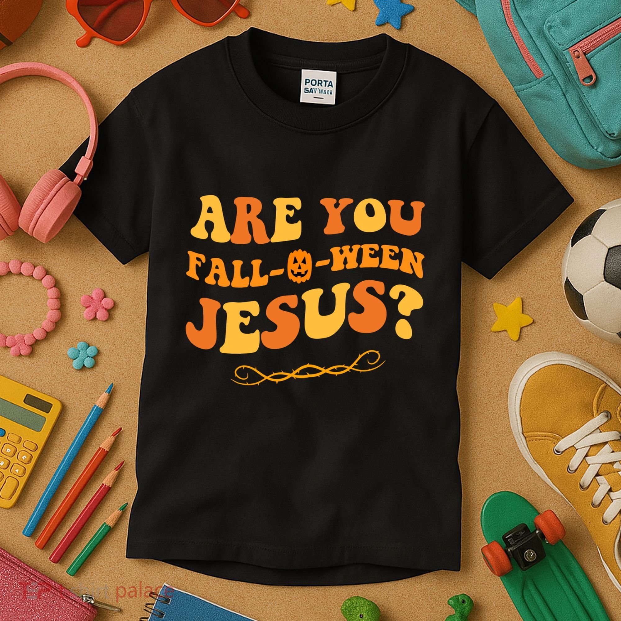 Are You Falloween Jesus? Cute Funny Halloween Fall Kids T-Shirt