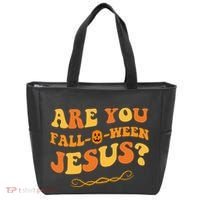 Are You Falloween Jesus? Cute Funny Halloween Fall Tote Bag thumb 0
