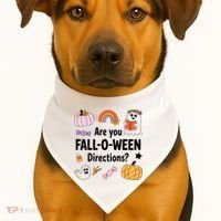 Are You Fall O Ween Directions Teacher Halloween Ghost USA-Made Doggie Bandana thumb 1