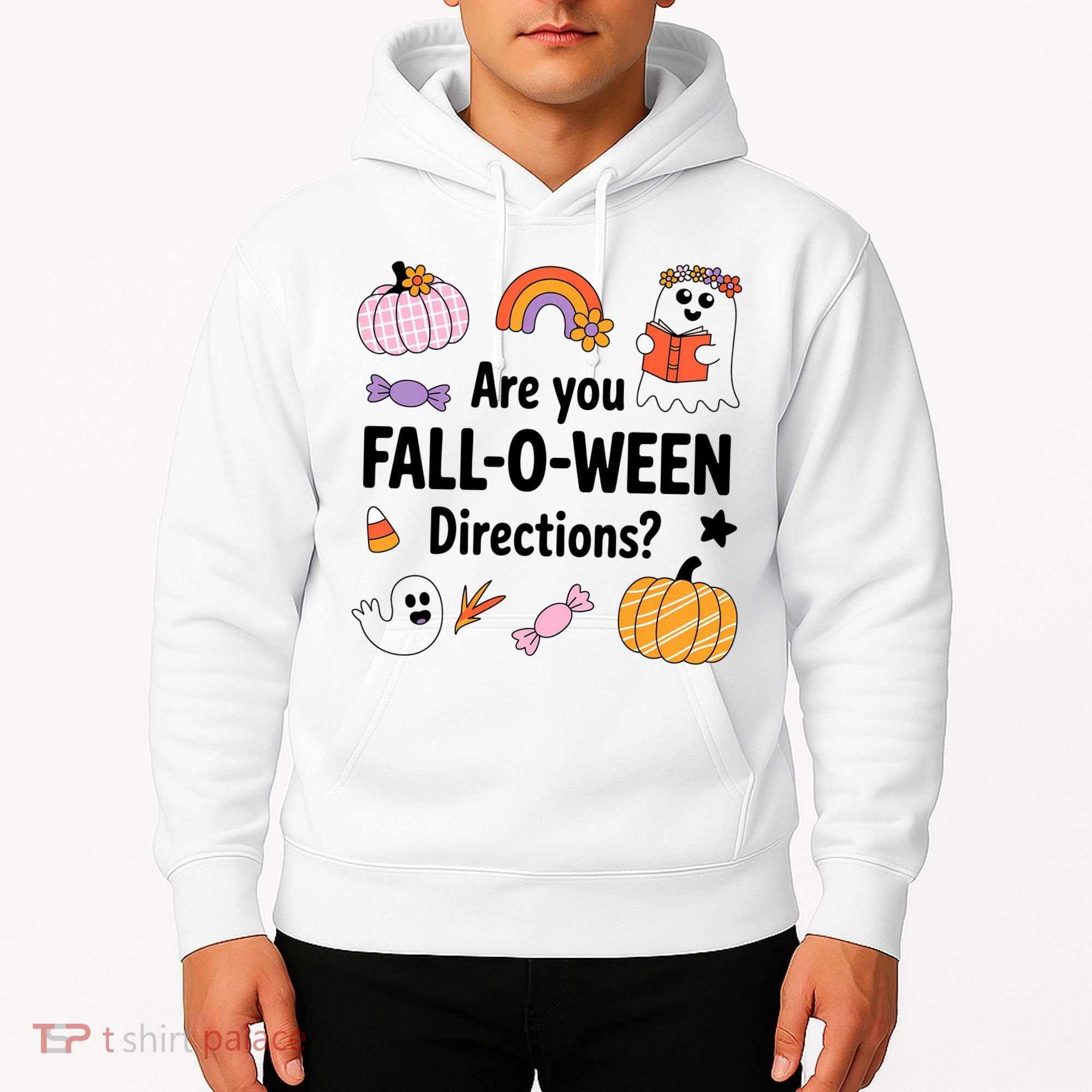 Are You Fall O Ween Directions Teacher Halloween Ghost Hoodie