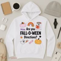 Are You Fall O Ween Directions Teacher Halloween Ghost Hoodie thumb 3