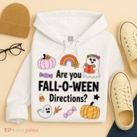 Are You Fall O Ween Directions Teacher Halloween Ghost Hoodie thumb 4