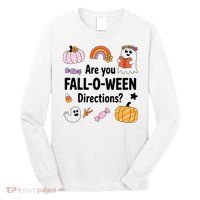 Are You Fall O Ween Directions Teacher Halloween Ghost Long Sleeve Shirt thumb 0
