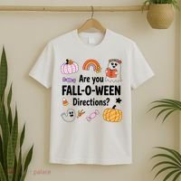Are You Fall O Ween Directions Teacher Halloween Ghost T-Shirt thumb 2