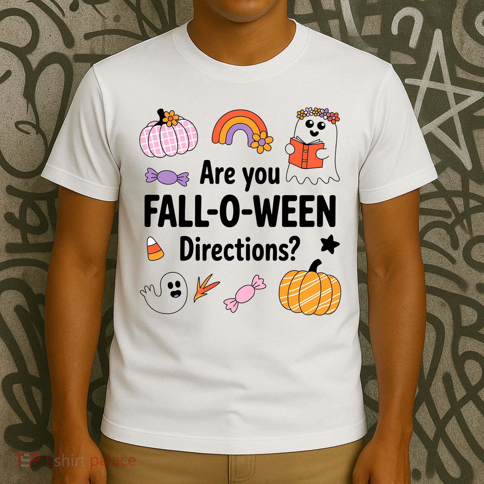 Are You Fall O Ween Directions Teacher Halloween Ghost T-Shirt