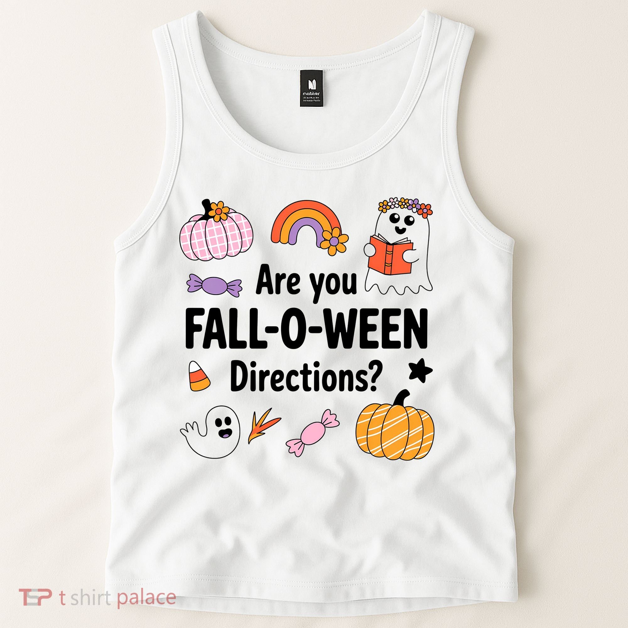 Are You Fall O Ween Directions Teacher Halloween Ghost Tank Top